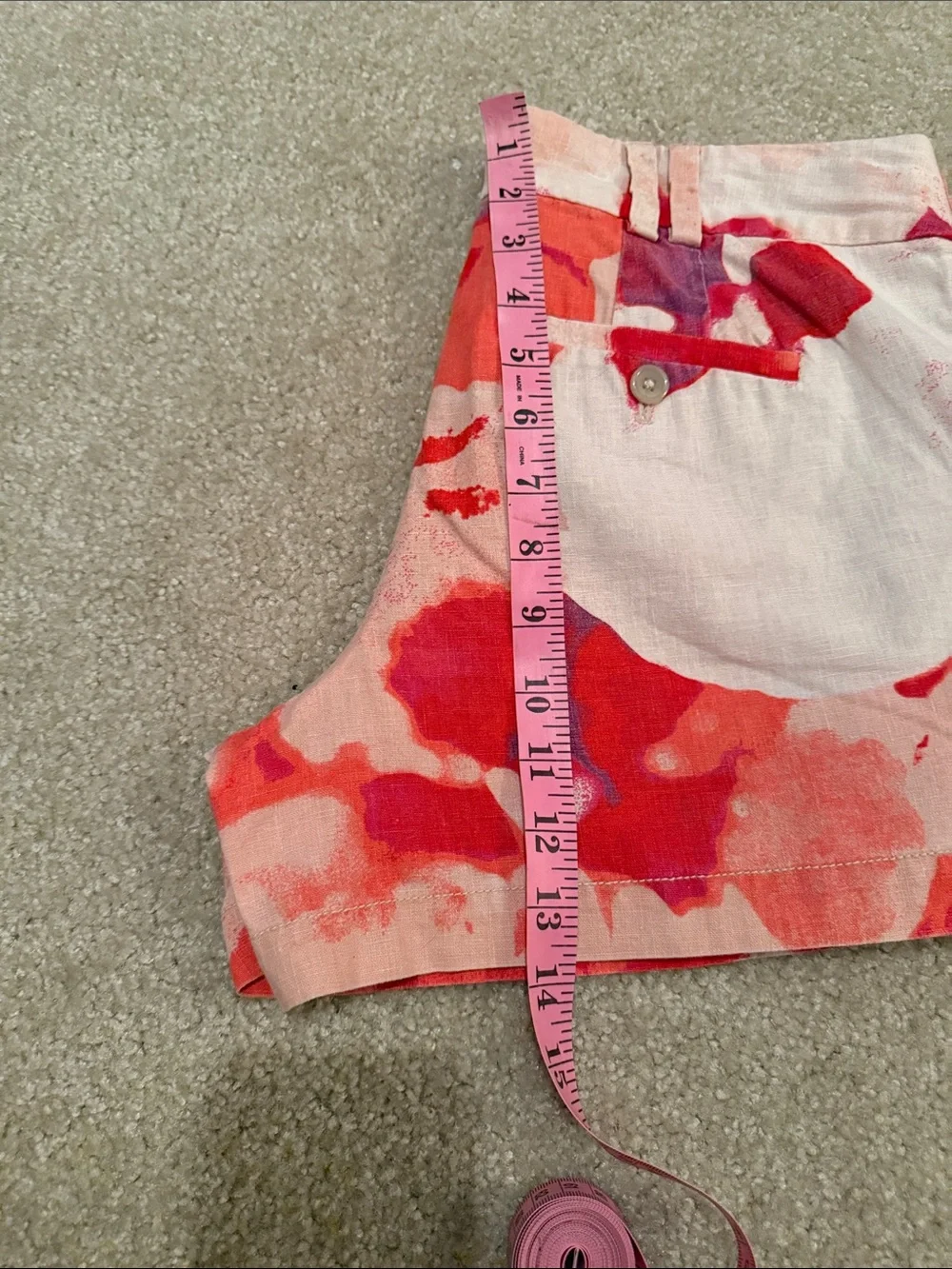 Ann Taylor LOFT Coral, coral & Purple Floral Cotton-linen Women's Shorts